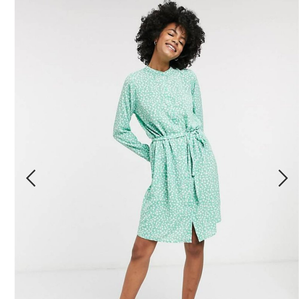 New With Tags: Green Floral Shirt Dress from ASOS